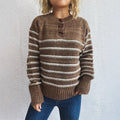 Damen Strickpullover mit weitem Schnitt und modischem Streifenmuster R&B
