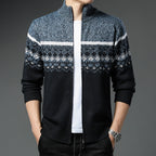 Herren Strickjacke mit hohem Kragen und attraktiven Mustern