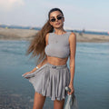 Damen Sportliches Crop-Top und Skaterrock Set R&B