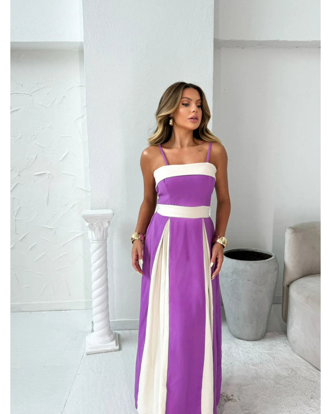 Damen Maxikleid mit eleganten Drapierungen R&B