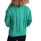 Damen Grobstrickpullover mit auffälligem Zopfmuster und weitem Schnitt R&B