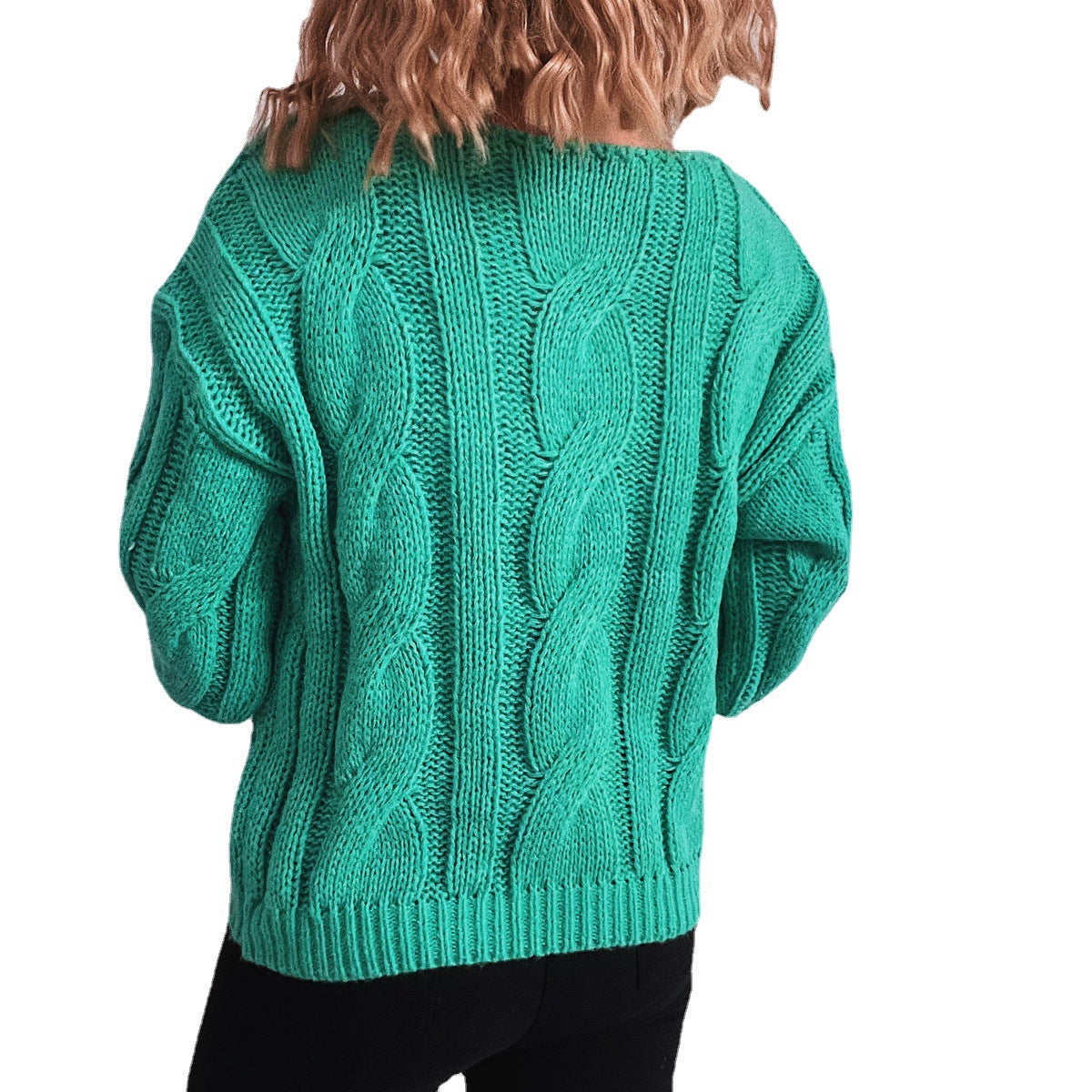 Damen Grobstrickpullover mit auffälligem Zopfmuster und weitem Schnitt R&B