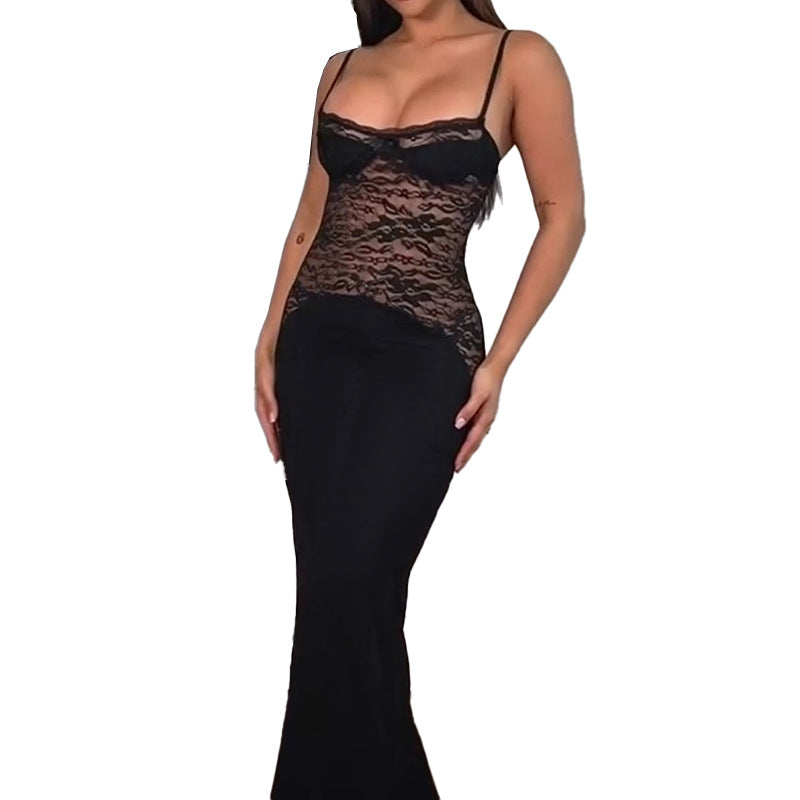 Damen elegantes Spitzenkleid mit figurbetontem Unterteil und verführerischem Oberteil R&B