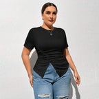 Damen Figurbetontes Oberteil mit Raffungen R&B