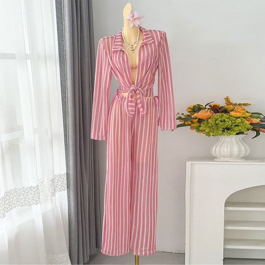 Damen Jumpsuit mit modischem Bindegürtel R&B