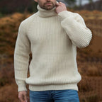 Herren Grobstrick-Pullover mit hochklappbarem Rollkragen R&B