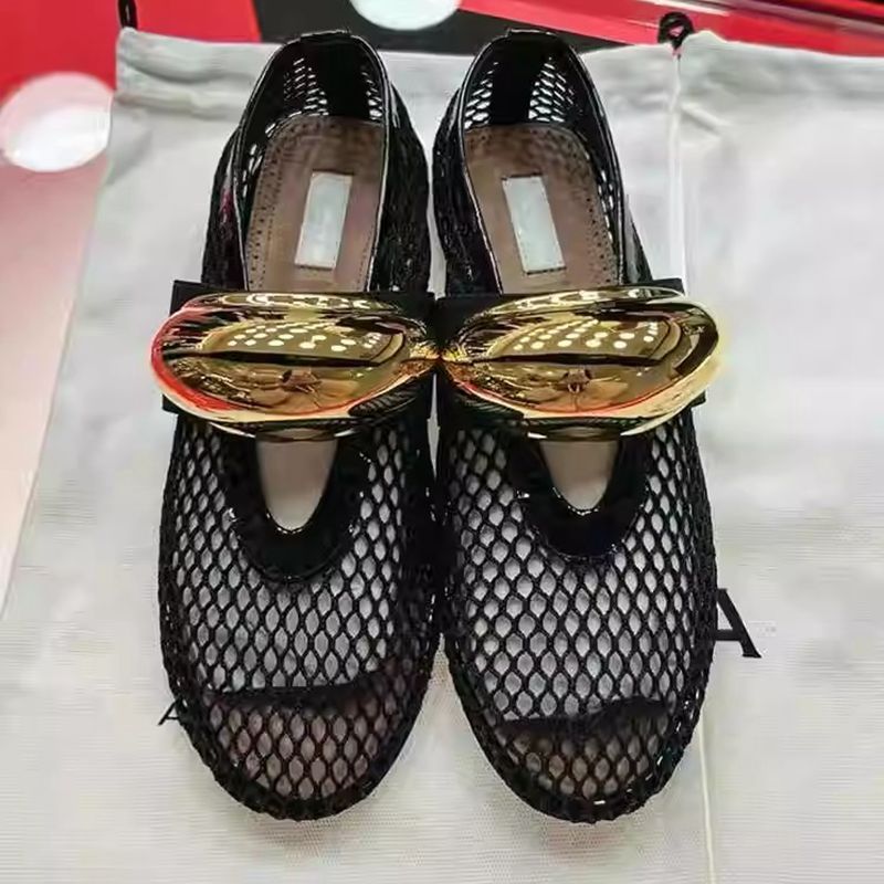 Damen edle Netz-Sandalen mit luxuriösem Goldakzent R&B