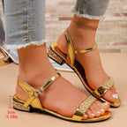 Damen elegante Sandalen mit funkelndem Riemen und transparenter Detailverzierung R&B