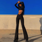 Damen enganliegendes Set mit Cross-Over-Details R&B