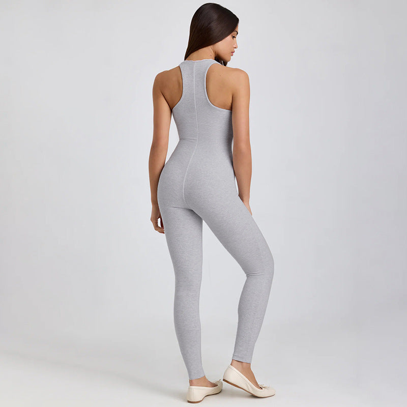 Damen Sportlicher Einteiler mit Spaghettiträgern und figurbetonter Passform R&B