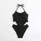 Damen Bikini-Set mit voluminösem Oberteil und hohem Bund R&B