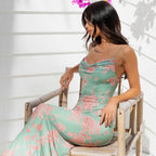 Damen Elegantes Maxikleid mit Spaghetti-Trägern und fließendem Schnitt R&B