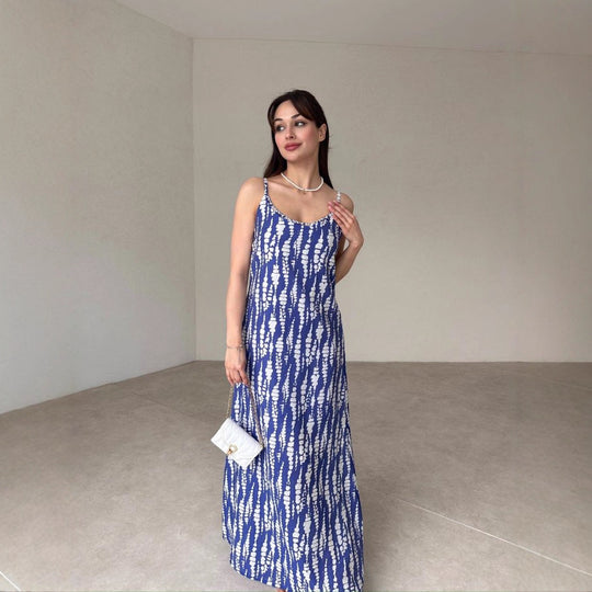 Damen Maxikleid mit feinem Blockstreifenmuster R&B