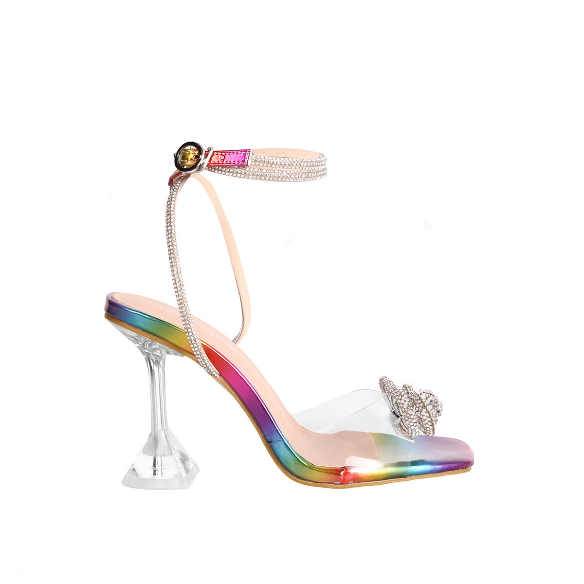 Damen Sandaletten mit transparentem Design und funkelndem Schmuckdetail R&B