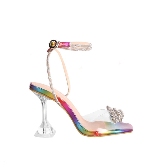 Damen Sandaletten mit transparentem Design und funkelndem Schmuckdetail R&B