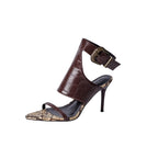 Damen Elegante Sandaletten mit Schlangenleder-Optik und feinem Riemen R&B
