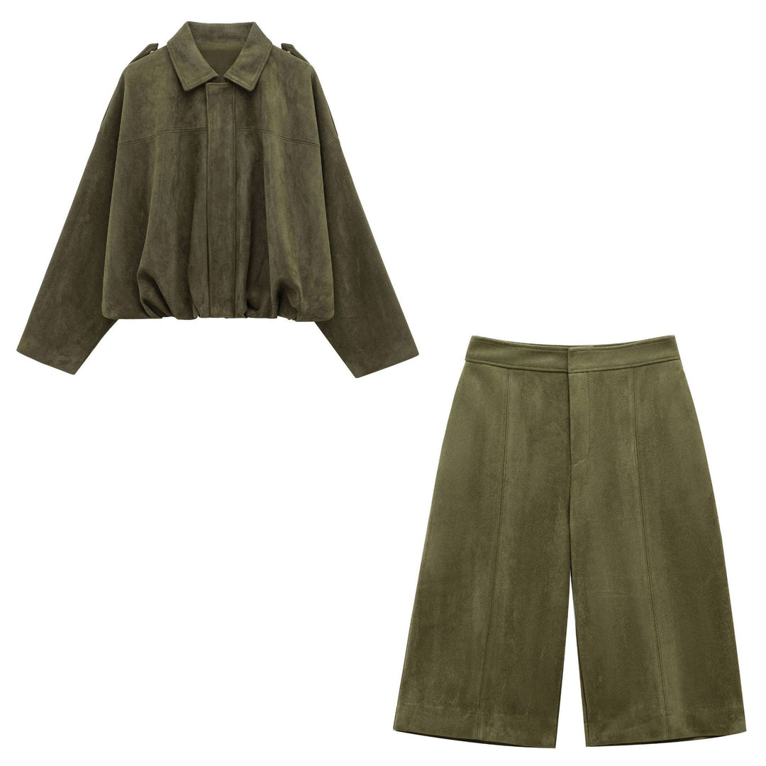 Damen eleganter Bleistiftrock aus hochwertigem Wildlederimitat mit nahtloser Verarbeitung R&B