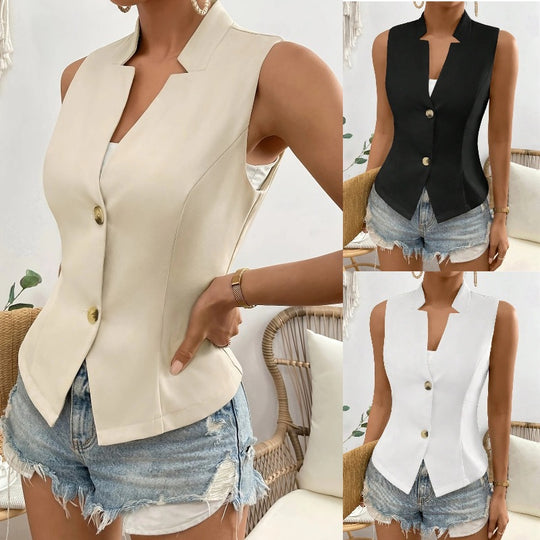 Damen taillierter ärmelloser Blazer R&B