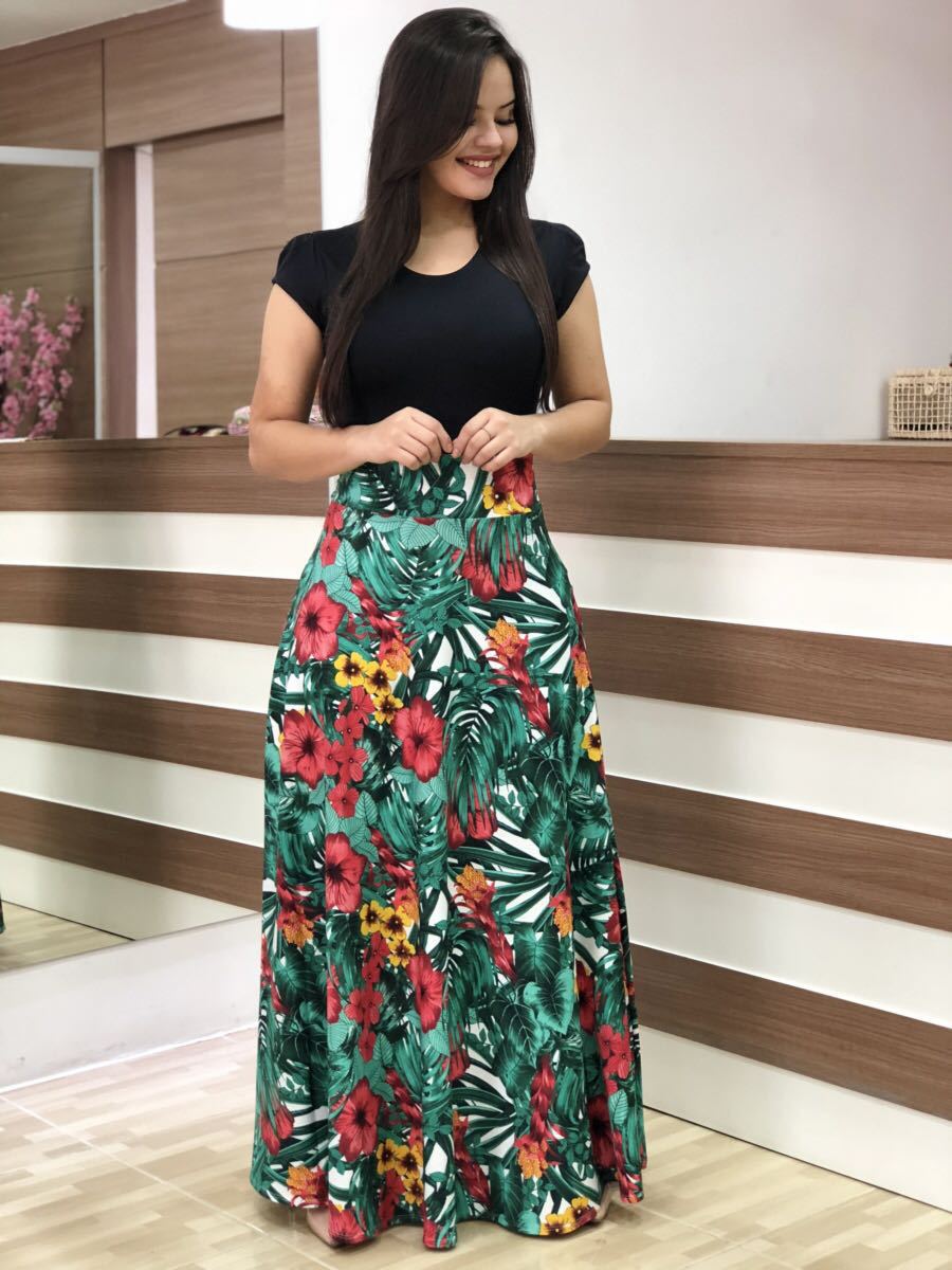 Damen Elegantes Maxikleid mit grafischem Druck und flexiblem Bund R&B