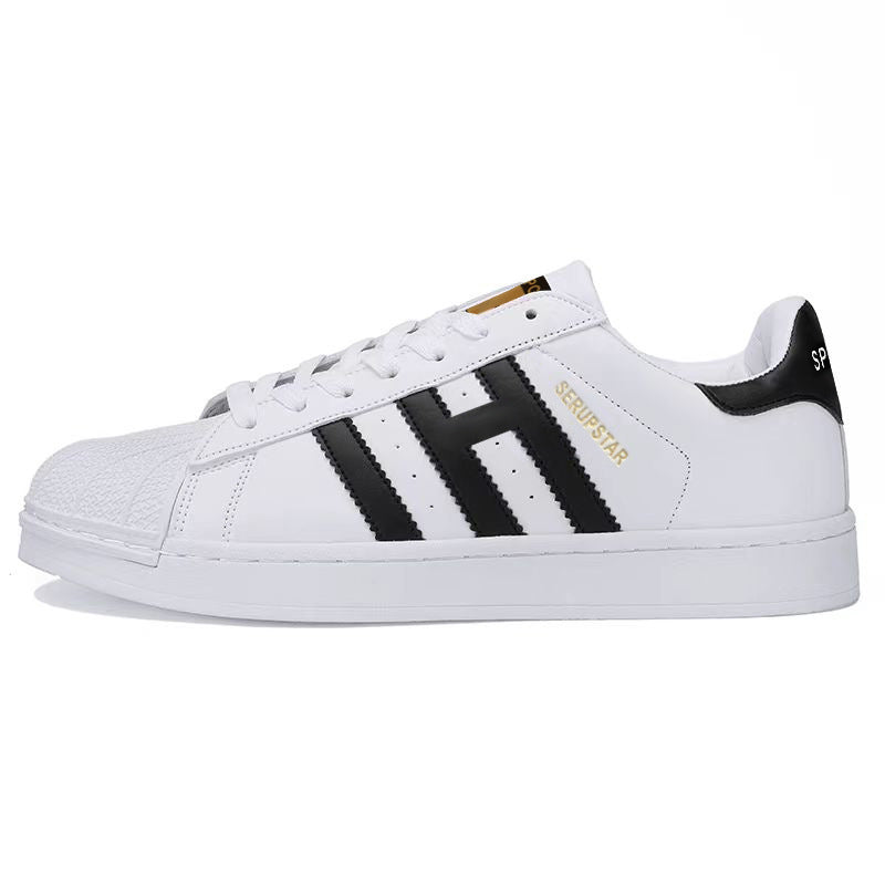 Damen Sportliche Freizeit Sneakers mit Lederoberfläche und rutschfester Sohle R&B