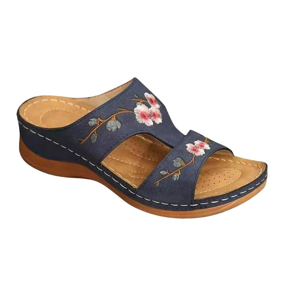 Damen Komfortable Riemchen-Pantoletten mit floralem Design R&B