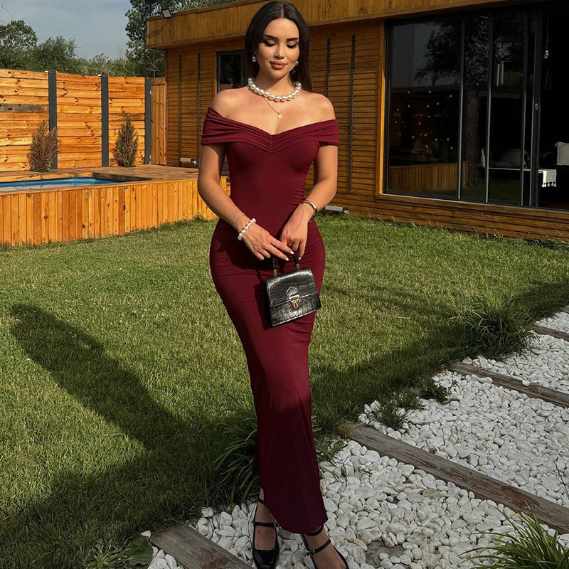 Damen Elegantes schulterfreies Maxikleid mit figurbetonender Silhouette R&B