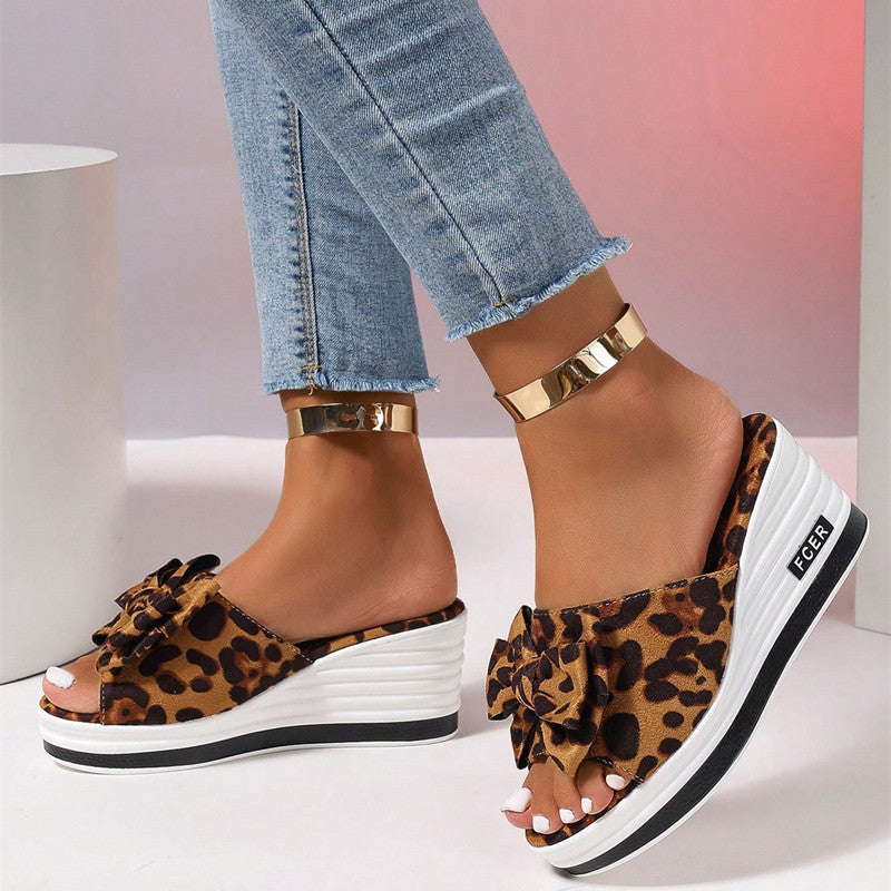 Damen Plateausandalen mit modischer Schleifenapplikation und komfortabler Sohle R&B