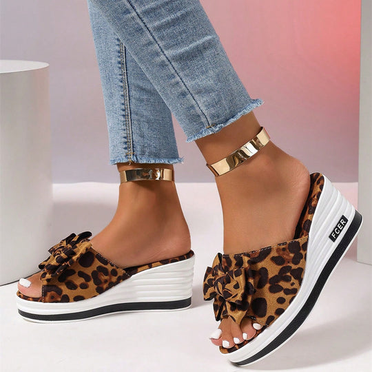 Damen Plateausandalen mit modischer Schleifenapplikation und komfortabler Sohle R&B