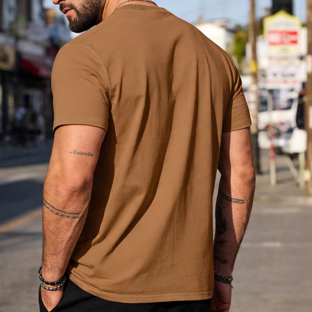 Herren nan körperbetontes hochwertiges Baumwollshirt mit Rundhalsausschnitt R&B