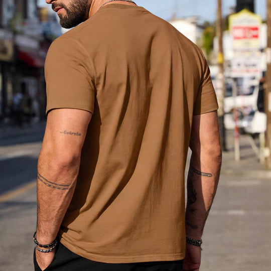Herren nan körperbetontes hochwertiges Baumwollshirt mit Rundhalsausschnitt R&B