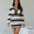 Damen Häkel-Strandkleid mit V-Ausschnitt und Slinky-Ärmeln R&B
