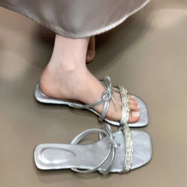 Damen elegante Sandalen mit funkelndem Schmuckdetail R&B
