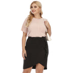 Damen elegantes Oberteil mit wellenförmigem Ausschnitt R&B