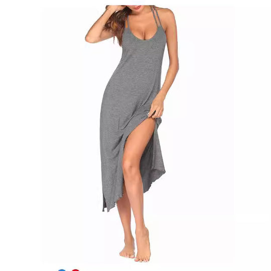 Damen Maxikleid mit eleganten Spaghettiträgern und lässigem Schnitt R&B