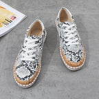 Damen Sneaker mit Korksohle und buntem Schlangenmuster R&B