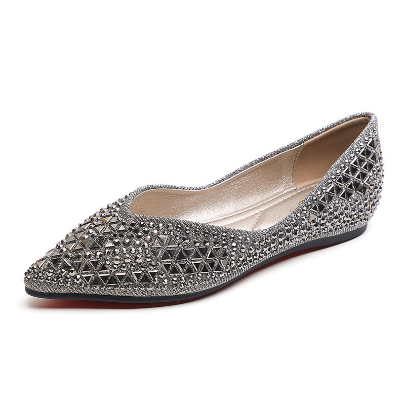 Damen elegante Ballerinas mit funkelnden Strassapplikationen