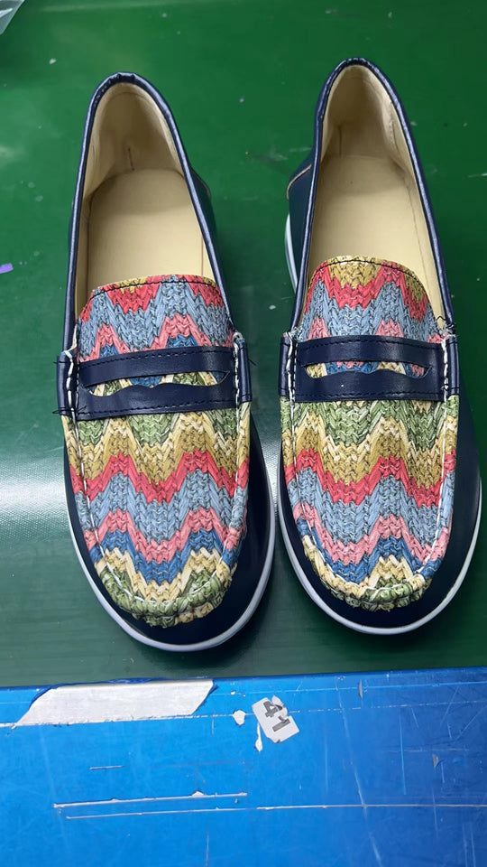 Damen Slip-On Mokassins mit strukturiertem Obermaterial und rutschfester Sohle R&B