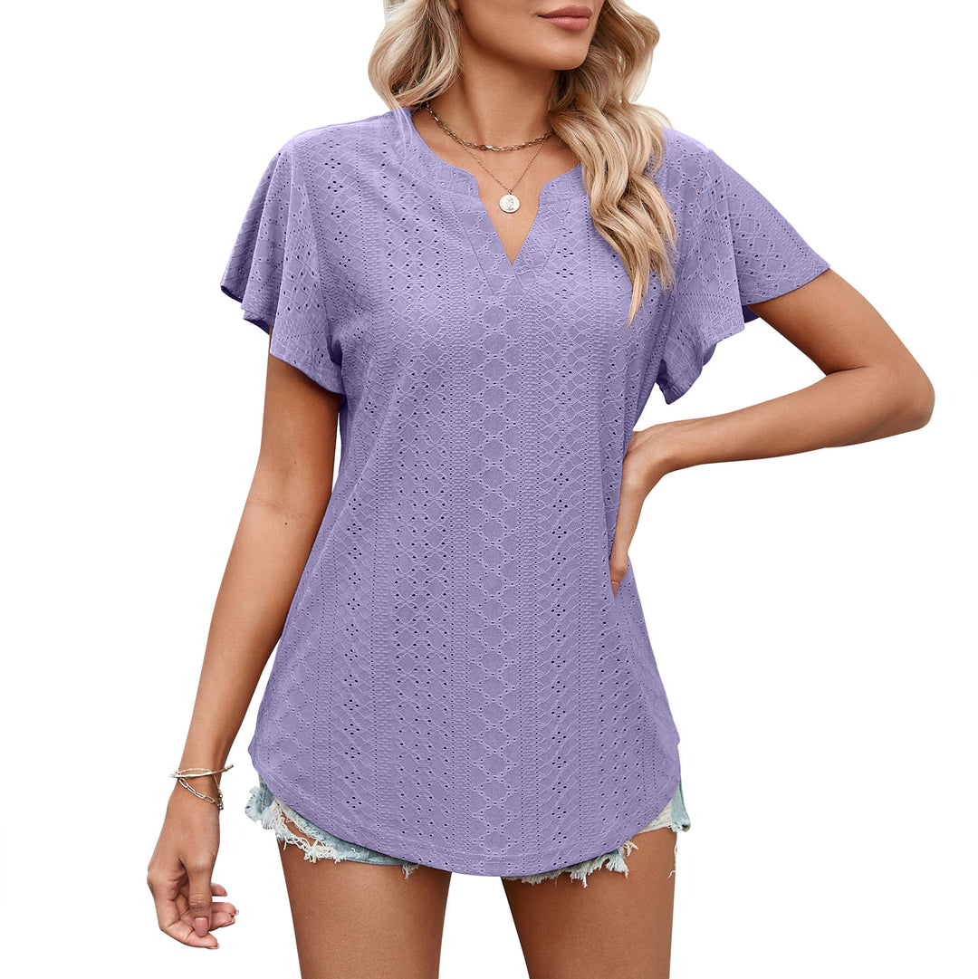 Damen Luftiges Blusenshirt mit effektvollem Lochmuster R&B
