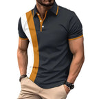 Herren kurzärmeliges Poloshirt mit modernen Farbblocks und atmungsaktivem Material R&B