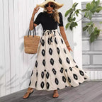 Damen Maxikleid mit voluminösem Rock und tailliertem Oberteil R&B