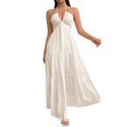 Damen Maxikleid mit tiefer Frontausschnitt und schwingendem Rock R&B
