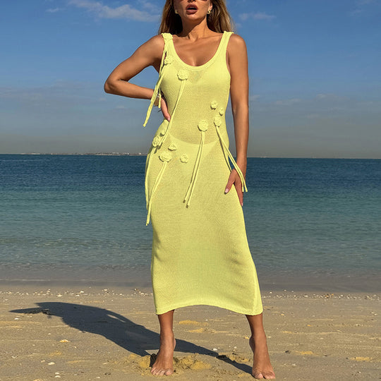 Damen trendiges Strickkleid mit floralem Dekor und raffiniertem Schnitt R&B