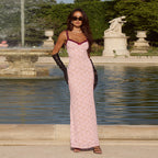 Damen Elegantes Spitzenmaxikleid mit feinem Trägerdesign
