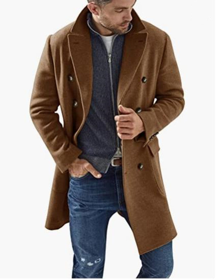 Herren eleganter Doppelknebel-Mantel mit modernem Schnitt R&B