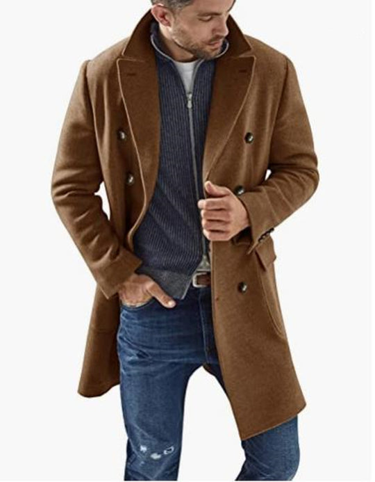 Herren eleganter Doppelknebel-Mantel mit modernem Schnitt R&B