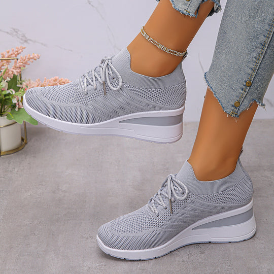 Damen Sportliche Wedge-Sneaker mit atmungsaktivem Mesh-Obermaterial und rutschfester Sohle R&B