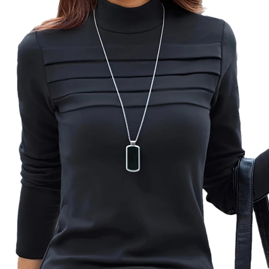 Damen Langarmshirt mit stilvollem Stehkragen und modischen Falten R&B