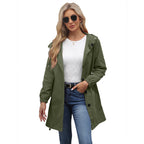 Damen modische Übergangsjacke mit verstellbarer Kapuze und praktischen Taschen