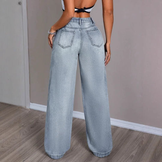 Damen Weite Jeanshose im Vintage-Stil R&B