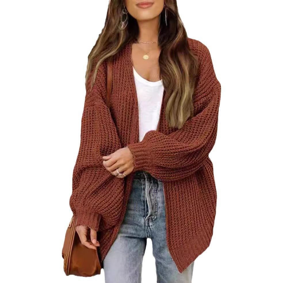 Damen Grobstrick Cardigan mit weitem Schnitt R&B